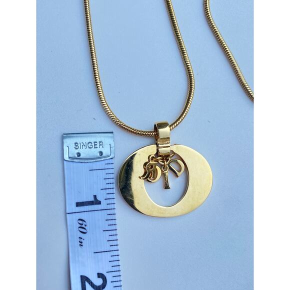 Authentic Dior Vintage Gold-Tone Logo Charm Necklace - Picture 9 of 11